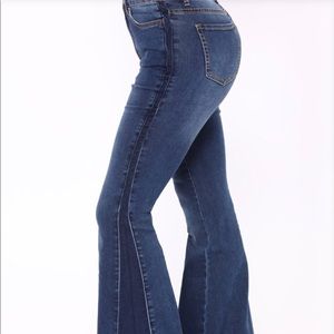 Sexy two jean combo bell bottoms.
